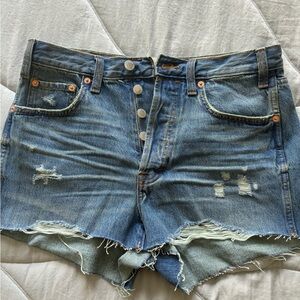 Universal Thread Button-Fly Distressed Jean Shorts